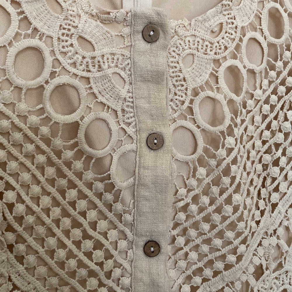 Polagram Crochet Cream Lace Midi Dress M - Picture 10 of 16